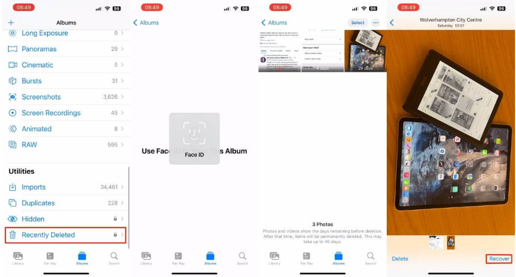 汾阳苹果14维修分享 iPhone14 上恢复已删除的照片 