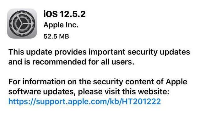 汾阳苹果手机维修分享iOS12.5.2发布，建议所有老苹果用户安装 